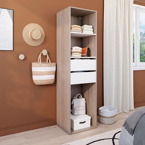 Dressing Bicolore 2 Tiroirs Goodhome Atomia H. 187,5 X L. 50 X P. 45 Cm