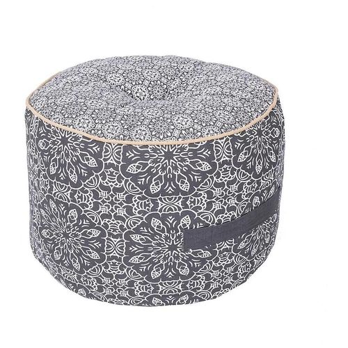 Pouf Rond Slub Deco&co Gris Ambroise H.30 X L.40 Cm
