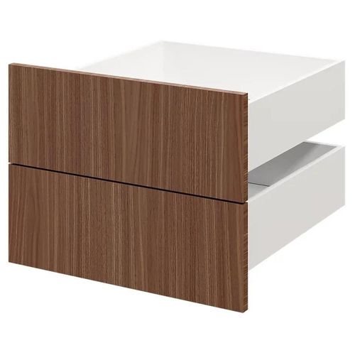 Lot De 2 Tiroirs Goodhome Atomia Effet Noyer H. 18,5 X L. 49,7 X P. 50 Cm