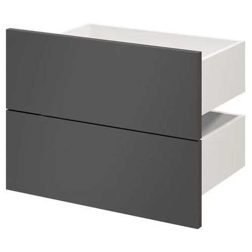 Lot De 2 Tiroirs Goodhome Atomia Anthracite H. 18,5 X L. 37,2 X P. 30 Cm