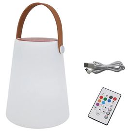 Lanterne Enceinte Extérieur Led Bluetooth À Batterie Ip44 4 W 75lm Rvb Et Blanc Froid H.19,2 X L.15,7cm Mat Blanc, Rouge Et Marron
