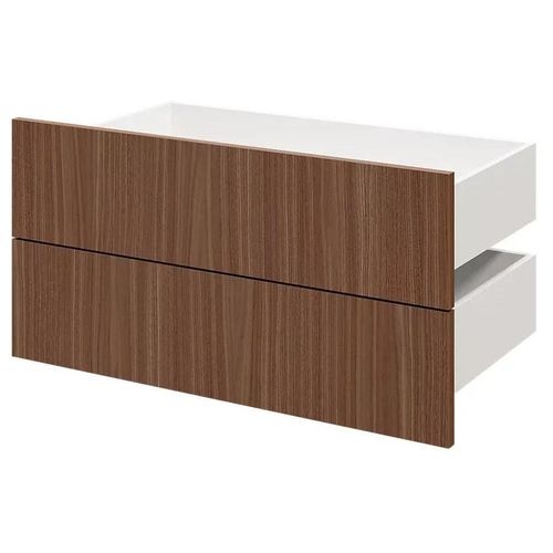 Lot De 2 Tiroirs Goodhome Atomia Effet Noyer H. 18,5 X L. 74,7 X P. 39 Cm