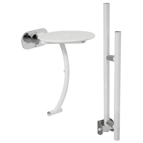 Ensemble Siège + Barre De Maintien Pmr Pour Douche Serenity Coloris Blanc 
