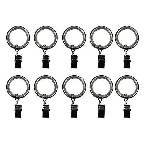10 anneaux clip pour barre à rideau Athens GoodHome ¿16/19 mm gris