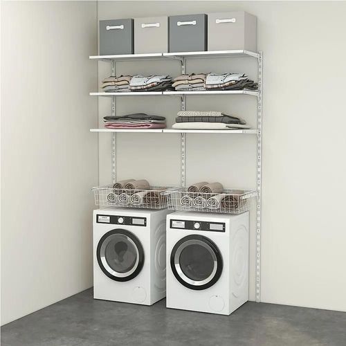 Rangement Buanderie 2 Colonnes Avec 2 Paniers H. 200 X L. 132 X P. 40 Cm