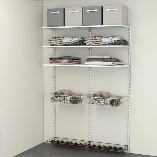 Rangement Ouvert Mural 2 Colonnes Avec 2 Paniers Et 2 Range Bouteilles H. 200 X L. 132 X P. 40 Cm