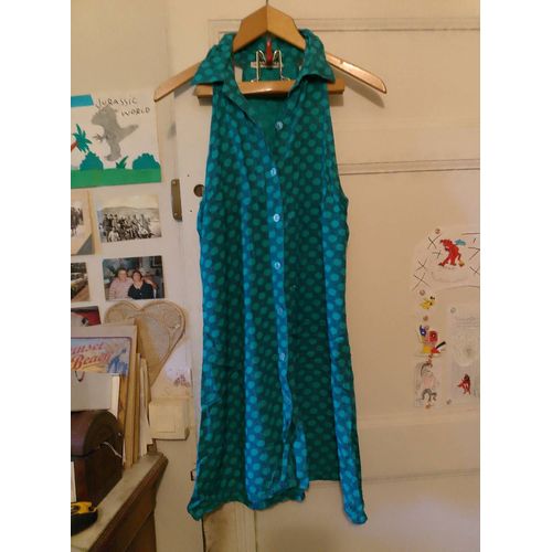 Robe Bleue À Motifs Sans Manches 40 L Coton Du Monde.