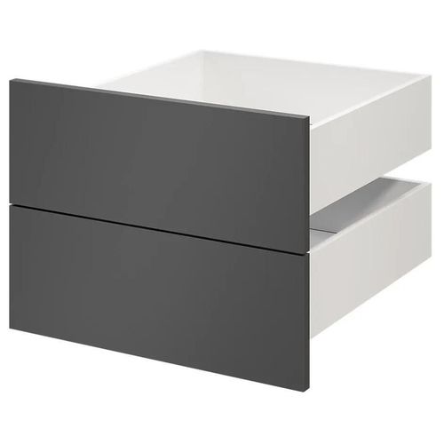 Lot De 2 Tiroirs Goodhome Atomia Anthracite H. 18,5 X L. 49,7 X P. 50 Cm