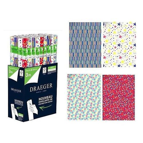 Papier Cadeau Sans Plastique 3m Draeger - 4 Motifs