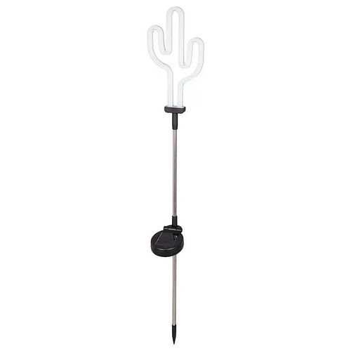 Lampe À Piquer Extérieur Led À Énergie Solaire Ip44 0.3 W H.88,5 X L.13cm Blanc Et Noir