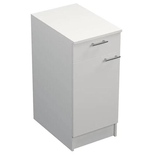 Meuble Bas De Cuisine 1 Porte Et 1 Tiroir Avec Plan De Travail Primalight Blanc Mat L. 40 Cm X H. 87,9 Cm