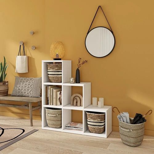 Étagère Modulable En Escalier 6 Cubes Blanc