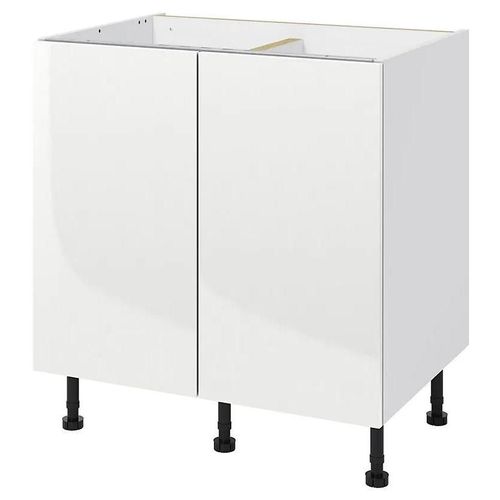 Meuble Bas De Cuisine Avec 2 Portes Goodhome Stevia Blanc Brillant L. 80 X H. 72 Cm