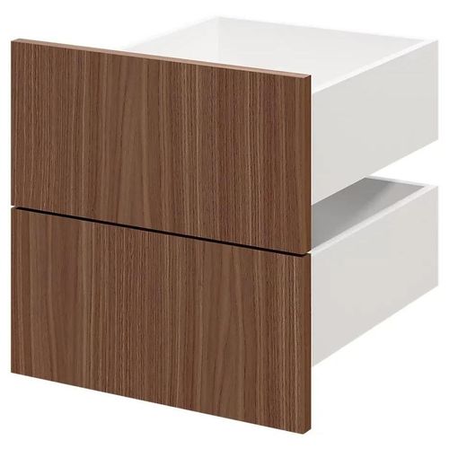 Lot De 2 Tiroirs Goodhome Atomia Effet Noyer H. 18,5 X L. 37,2 X P. 39 Cm