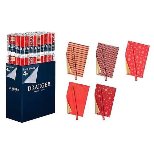 Papier Cadeau Noël Prestige 4m Draeger - 3 À 5 Motifs