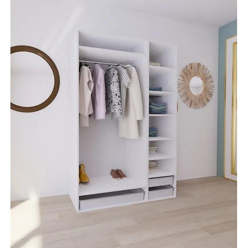 Dressing Blanc 3 Paniers Goodhome Atomia H. 225 X L. 150 X P. 58 Cm