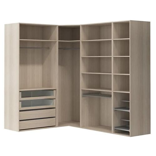 Dressing D'angle Avec Tiroirs Et Portes Chaussures Effet Chêne Goodhome Atomia H. 225 X L. 250 X P. 58 Cm