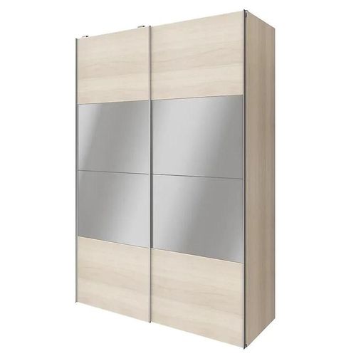 Armoire Penderie Portes Coulissantes Effet Chêne Et Miroir Goodhome Atomia H. 225 X L. 150 X P. 63,5 Cm