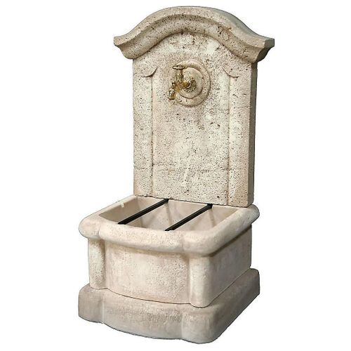 Fontaine De Jardin Penez Herman Méridionale En Pierre Reconstituée H.104 Cm