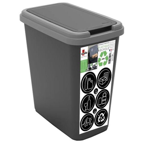 Poubelle de tri noire Sundis Green bin 25 L
