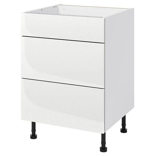 Meuble Bas De Cuisine Avec 1 Tiroir Et 2 Casseroliers Goodhome Stevia Blanc Brillant L. 60 X H. 72 Cm