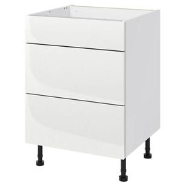 Meuble Bas De Cuisine Avec 1 Tiroir Et 2 Casseroliers Goodhome Stevia Blanc Brillant L. 60 X H. 72 Cm