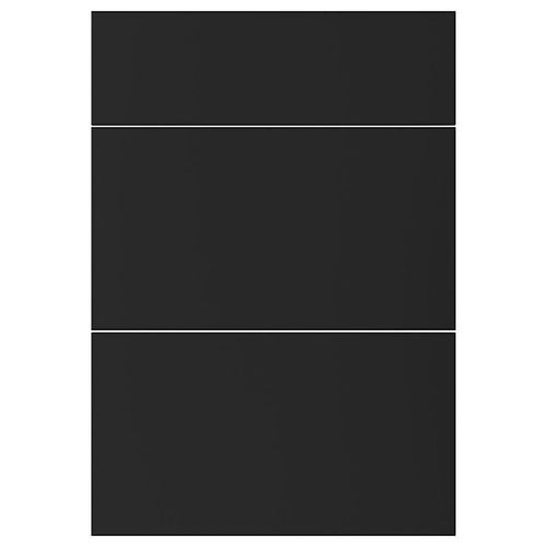 Façade De Cuisine 1 Tiroir Et 2 Casseroliers Stevia Noir Mat L. 50 Cm X H. 72 Cm Goodhome