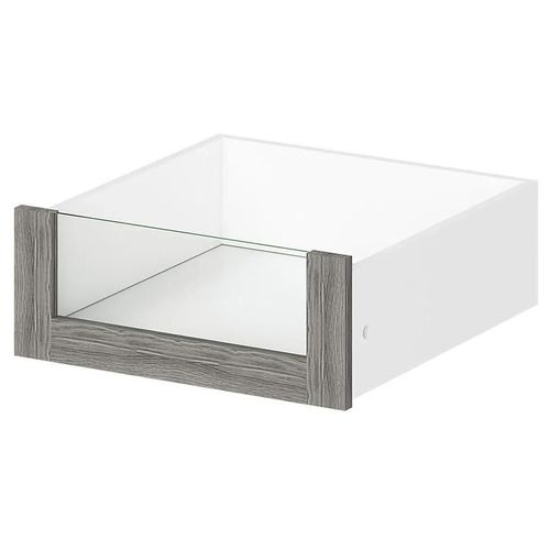 Tiroir Intérieur Avec Façade Verre Effet Chêne Grisé Goodhome Atomia H. 17 X L. 43,7 X P. 45 Cm