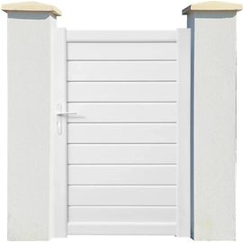 Portillon Battant Premium Fidji En Pvc Blanc Persienné Cadre Aluminium Intégré L 1m X H 1.55m