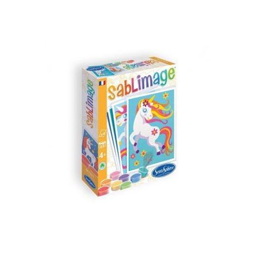 Mini Sablimage Licornes Magiques 4 Tableaux 12x16cm, Petit Format - Kit Sable Colore - Coffret Creatif 4 Ans - Set Enfant Et Carte Animaux