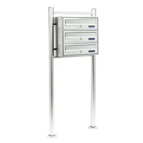 Bloc 3 boites aux lettres sur pied support 3 compartiments superposés acier inoxydable Helloshop26 16_0000029