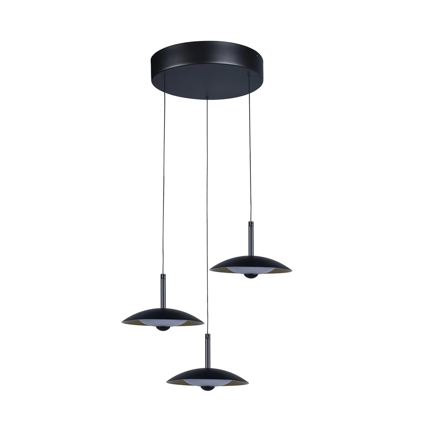 Suspension LED 24W M&eacute;tal CCT S&eacute;lectionnable Shirak 3 Spots Noir