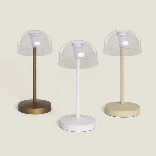 Lampe À Poser Led Portable Extérieur Métal Avec Batterie Rechargeable Lendora Beige