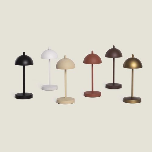 Lampe À Poser Led Portable Extérieure Métal Avec Batterie Rechargeable Pirinoa Beige