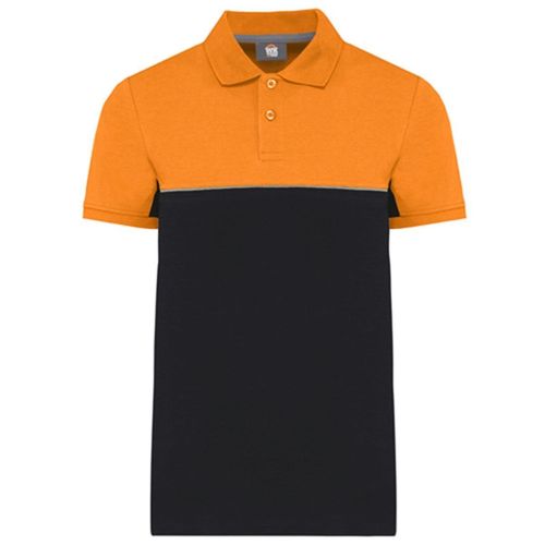 Polo De Travail Bicolore - Unisexe - Wk210 - Noir Et Orange
