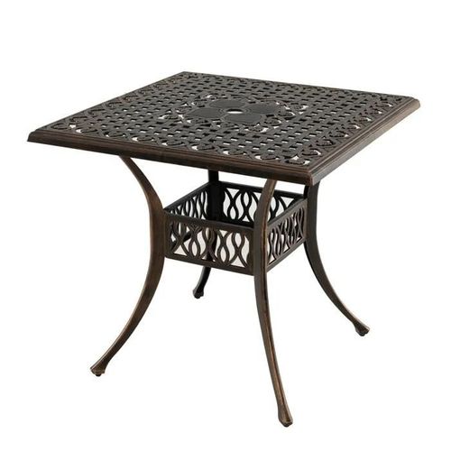 Costway Table Carrée De Jardin En Aluminium Coulé, Trou Pour Parasol De 4,8 Cm, Pour 4 Personnes, Pour Porche, Piscine, 80×80×75cm