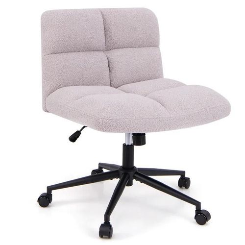 Costway Chaise De Bureau Rembourré À Roulettes Sans Accoudoirs,, Hauteur D¿Assise Réglable 49-57 Cm, Gris