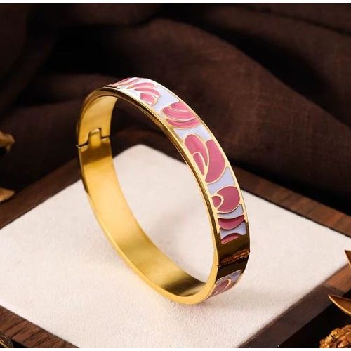 Bracelet Vintage En Métal Et Acier Inoxydable, Émail, Motif Géométrique Élargi Et Ouvrable, Bijoux De Poignet Quotidiens Pour Femmes 5-2-5