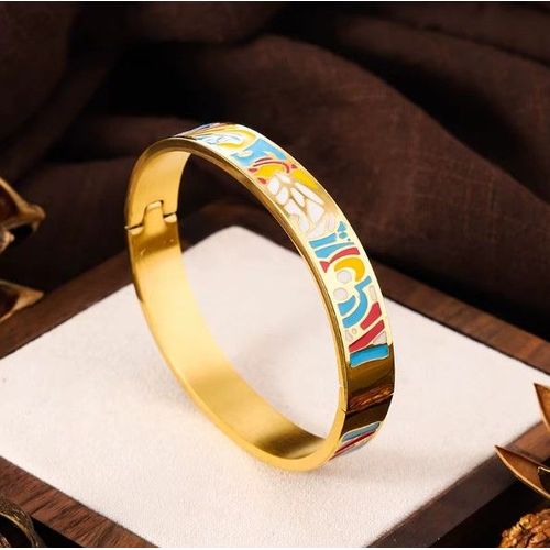 Bracelet Vintage En Métal Et Acier Inoxydable, Émail, Motif Géométrique Élargi Et Ouvrable, Bijoux De Poignet Quotidiens Pour Femmes 5-2-8