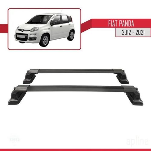 Compatible Avec Fiat Panda (319) 2012-2021 Ace-3 Barres De Toit Railing Porte-Bagages De Voiture Noir Aluminium 2 Barres