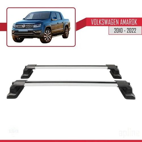 Compatible Avec Volkswagen Amarok 2010-2022 Ace-3 Barres De Toit Railing Porte-Bagages De Voiture Gris Aluminium 2 Barres