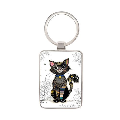 Porte-clés rectangulaire chat noir