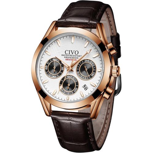 Gouts Et Couleursmontre Homme Élégant Chronographe Etanche Montres Bracelet Homme Analogique Quartz Calendrier Lumineux Cadeau Pour Homme