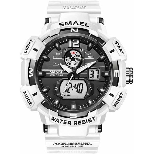 Gouts Et Couleursmontre De Sport Pour Homme, Étanche, Numérique, Analogique, Alarme, Date, Multifonction, Tactique, Led, Chronomètre, Blanc, Large Face, Numérique