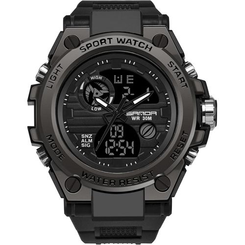 Gouts Et Couleursmontre Homme Numerique Femme Digitale, 3atm Étanche Montres Bracelet,Numérique Analogique Sport Grand Visage Montres Multifonctionnel Alarme Dual Time Led Light Noir