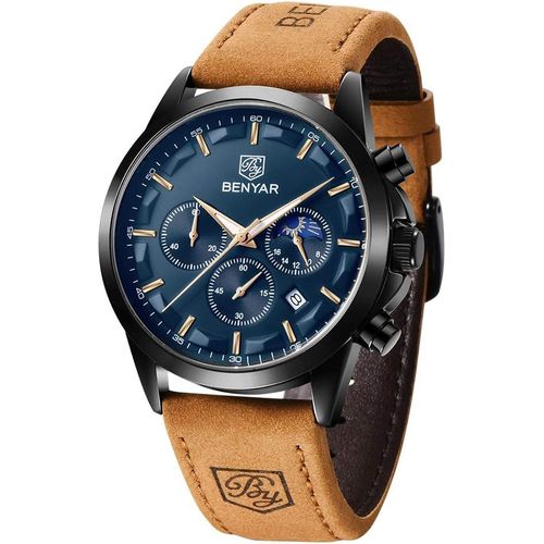 Gouts Et Couleursmontre Homme Analogique Quartz Chronographe Mode Décontracté Montre-Bracelet 30m Imperméable Lumineuse Montre Elegante Cadeau Pour Homme Bracelet En Cuir/Acier Inoxydable