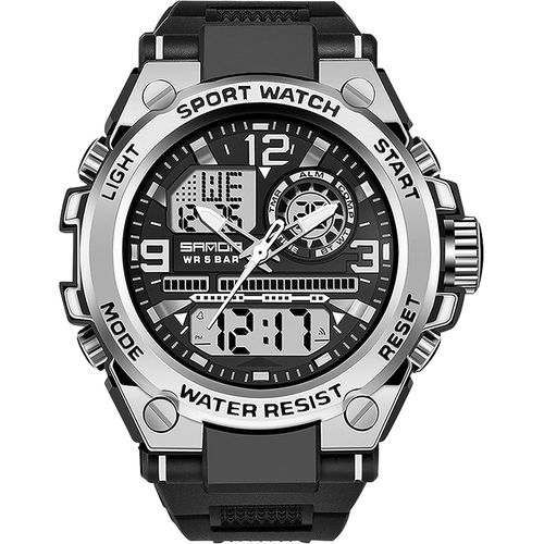 Gouts Et Couleurshomme Montres Militaire De Sport, Étanche À 5 Atm Montres Avec Led Analogique Digitale Montres Lumière Alarme Et Calendrier Date Argent