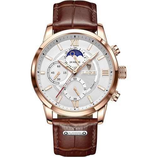 Gouts Et Couleursmens Montres Mode Étanche Chronographe Analogique Quartz Robe D'affaires Bracelet En Cuir Montre Pour Hommes