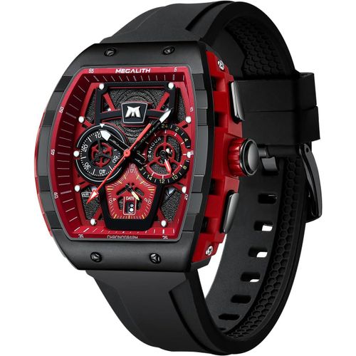 Gouts Et Couleursmontre Homme Grand Sport Etanche Montres Chronographe Analogique Quartz Montre Bracelet Homme Grand Cadran Carré Design Caoutchouc Lumineux Calendrier
