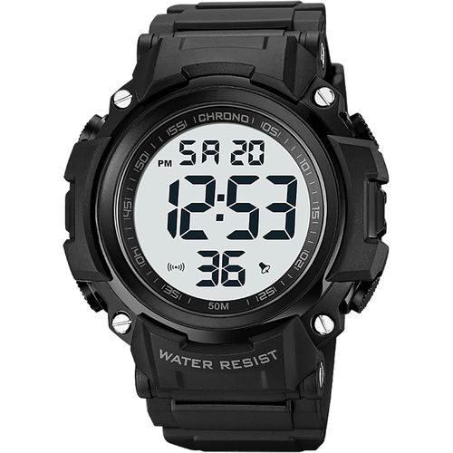 Gouts Et Couleursmontre Homme Digitale, Sport Militaire Montre 50m Étanche Plastique Bordure Et Caoutchouc Bande Mode,Montre-Bracelet Chronographe Électrique Cadeau Cadran Blanc